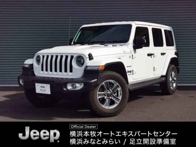 ジープ ラングラー アンリミテッド サハラ 2.0L 4WD　ワンオーナー 黒革シート　4WD　純正ナビテレビ付き　ワンオーナー　フロント・リア・サイドカメラ搭載　シートヒーター　ステップ標準　アルパインスピーカー　認定中古車